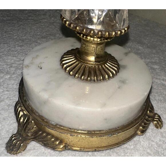 Vintage Hollywood Regency Marble Base, Gold Tones Very ornate, Candle Holder - Picture 5 of 8